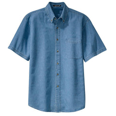 Mafoose Men's Short Sleeve Value Denim Shirt Faded Blue-Front