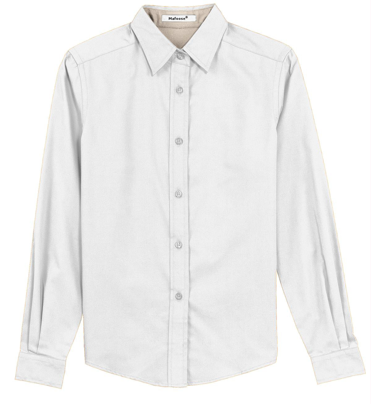 Mafoose Women's Long Sleeve Easy Care Shirt White/ Light Stone-Front