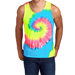 Mens Cotton Tank Top Tie-Dye Sleeveless Shirt for Sports, Gym, Fitness Multi Color
