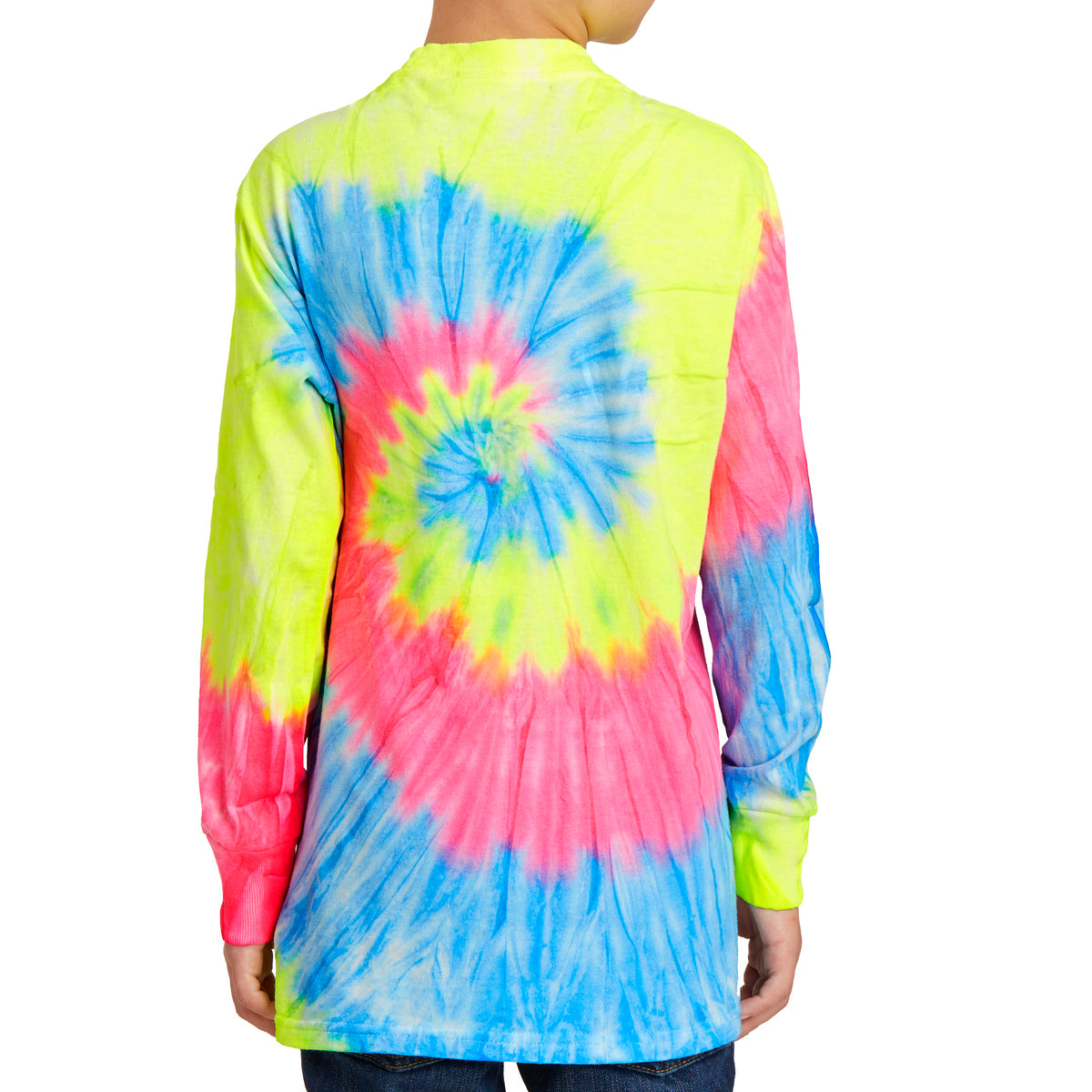 Youth Tie-Dye Long Sleeve Tee - Neon Rainbow