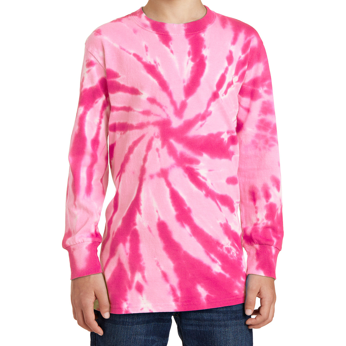 Youth Tie-Dye Long Sleeve Tee - Pink