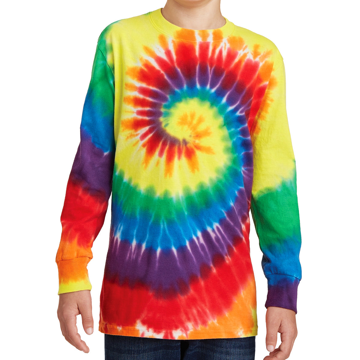 Youth Tie-Dye Long Sleeve Tee - Rainbow