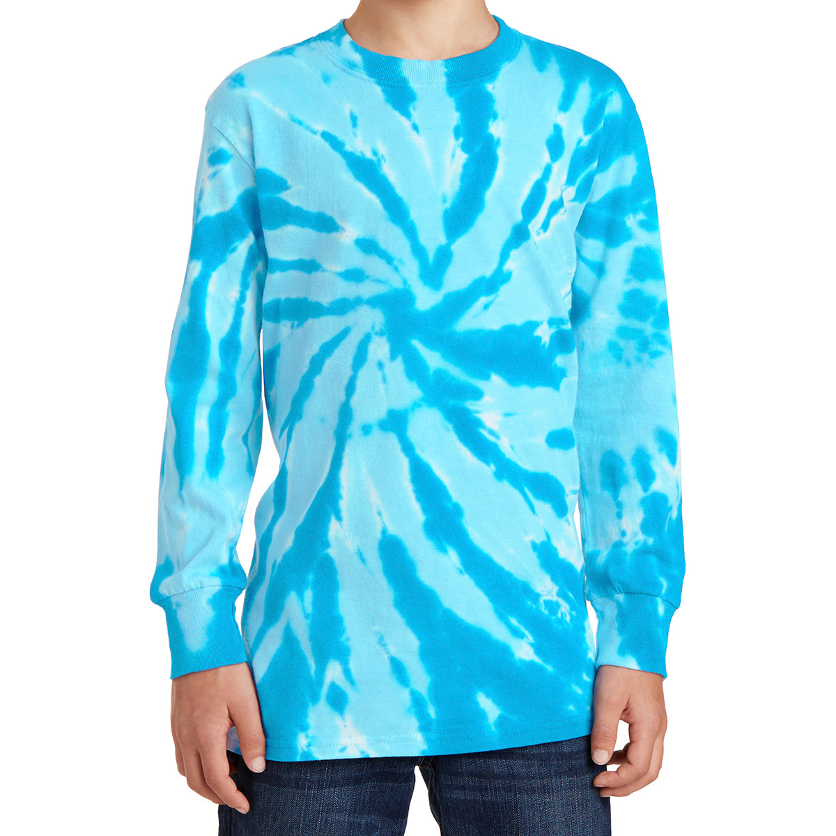 Youth Tie-Dye Long Sleeve Tee - Turquoise