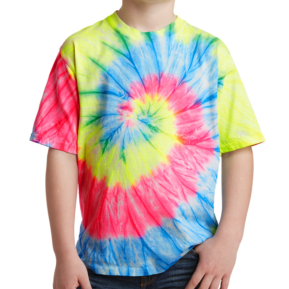 Youth Tie-Dye Tee - Neon Rainbow
