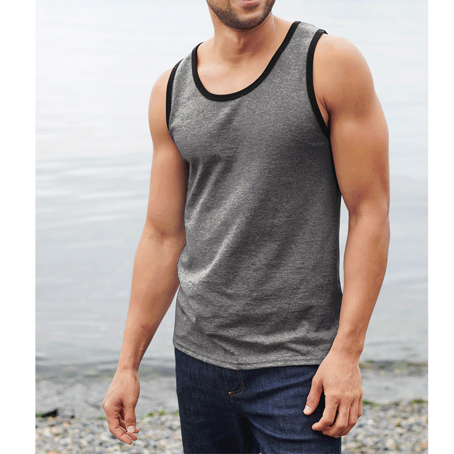 Mens Solid Cotton Tank Top Sleeveless Tee Shirt for Sports, Gym, Fitness, Beach