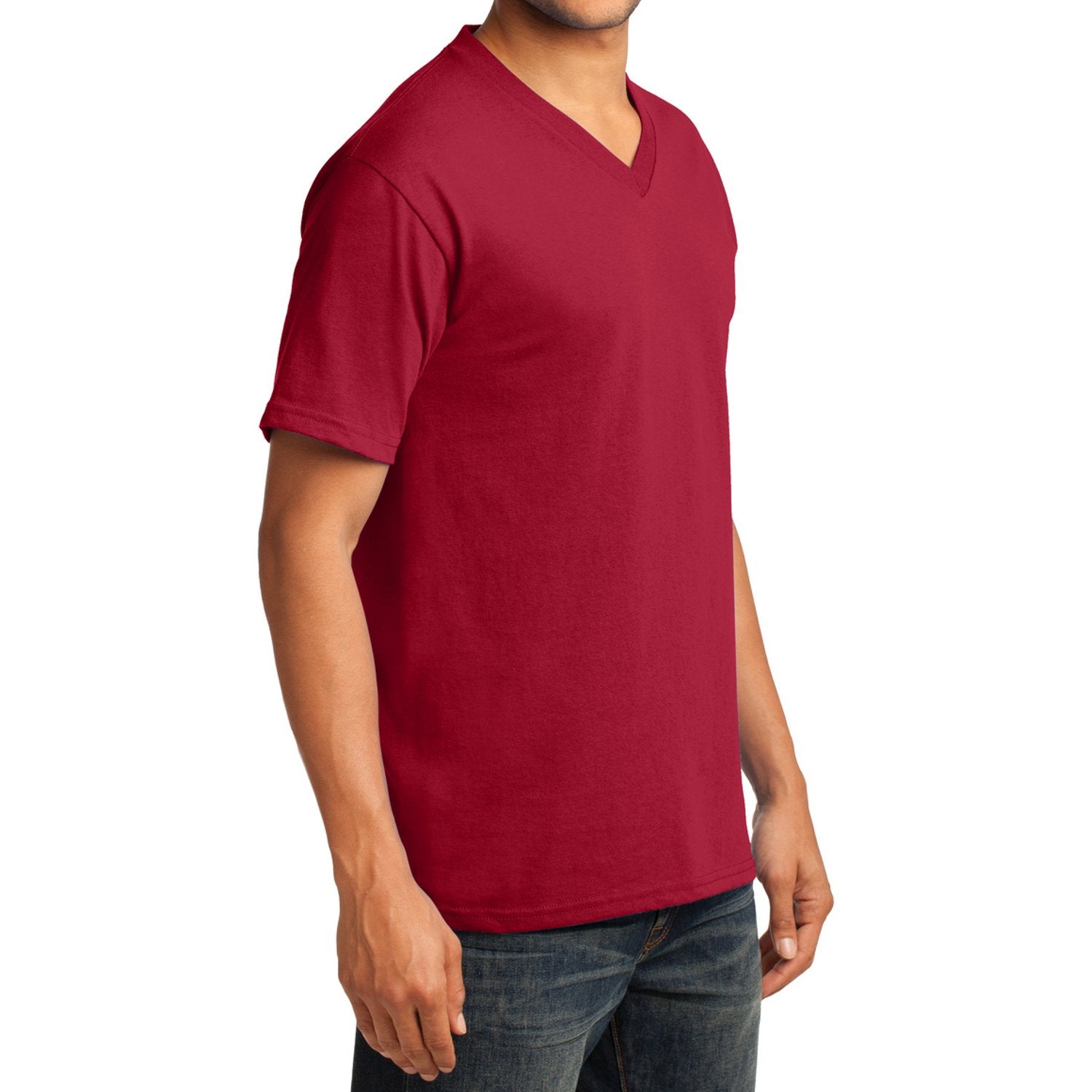 Men's Core Cotton V-Neck Tee Red - Side
