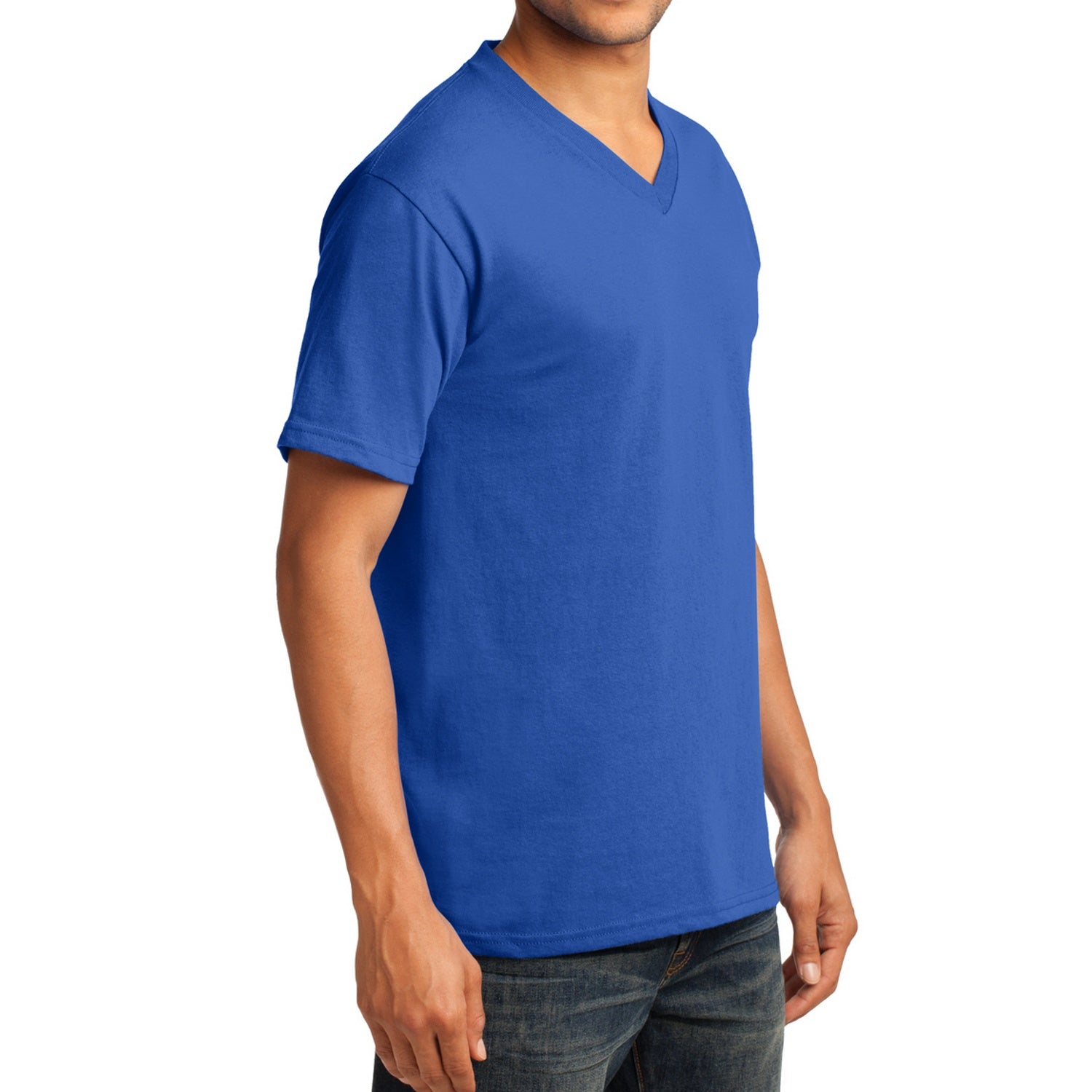 Men's Core Cotton V-Neck Tee Royal - Side