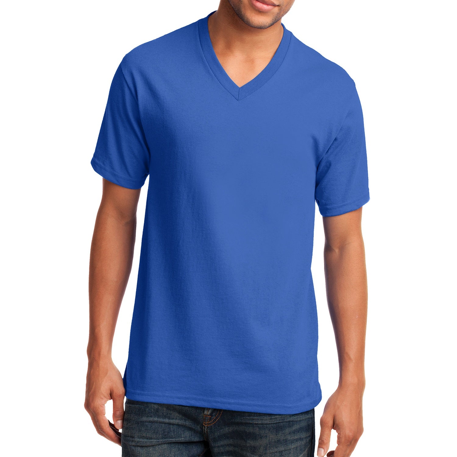 Men's Core Cotton V-Neck Tee Royal - Front