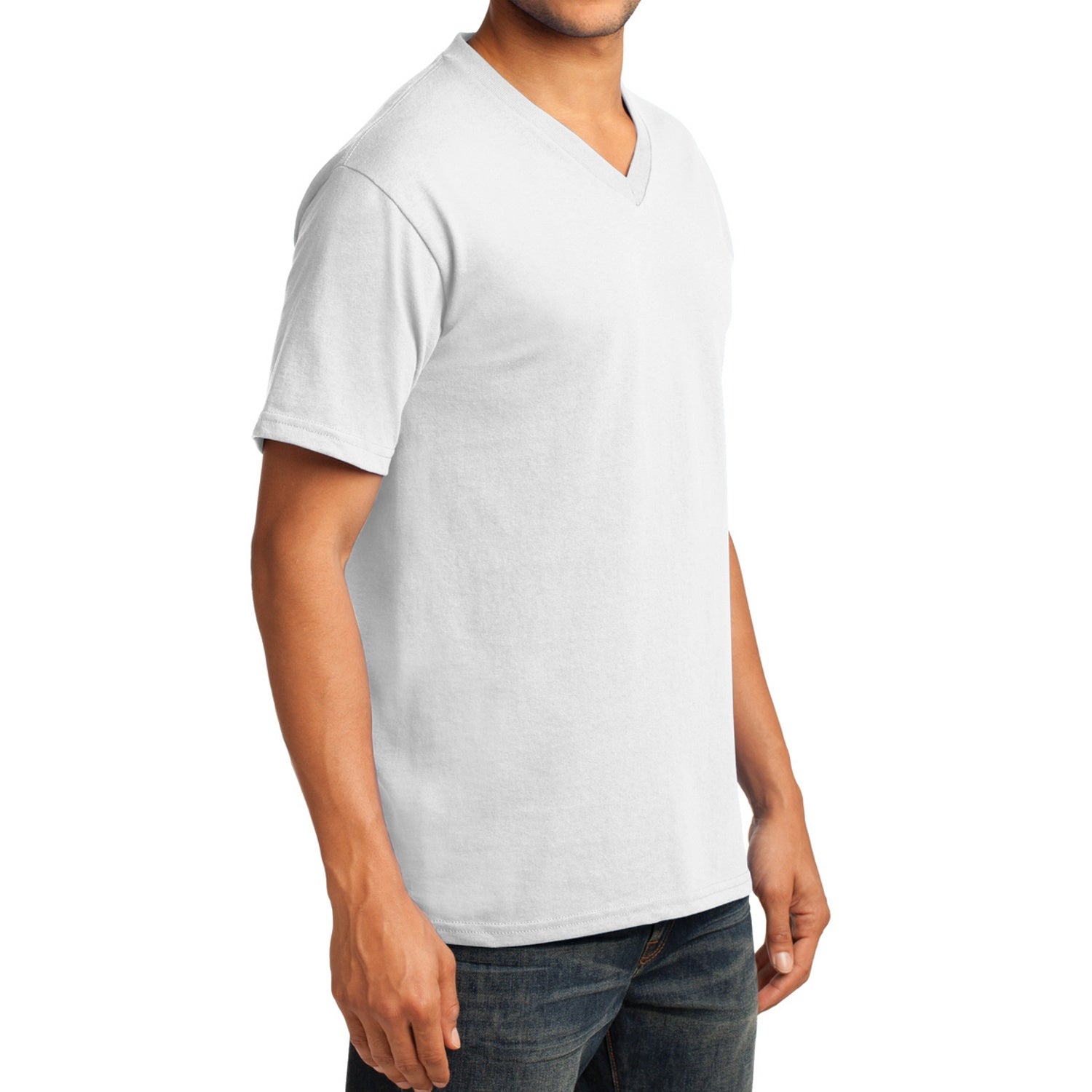Men's Core Cotton V-Neck Tee White - Side