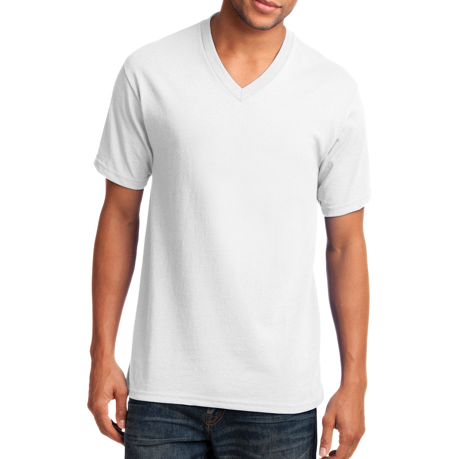 Men's Core Cotton V-Neck Tee White - Front