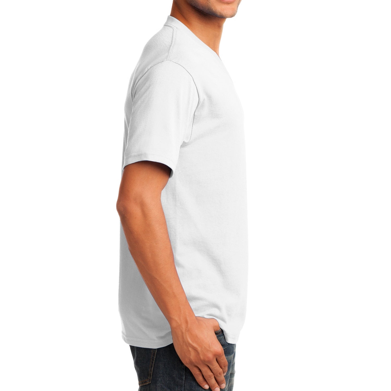 Men's Core Cotton V-Neck Tee White - Side