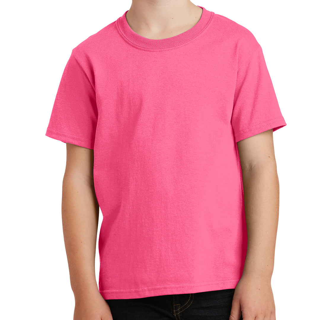 Youth Core Cotton Tee - Neon Pink