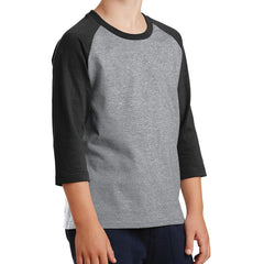 Youth Core Blend 3/4-Sleeve Raglan Tee - Athletic Heather/ Jet Black