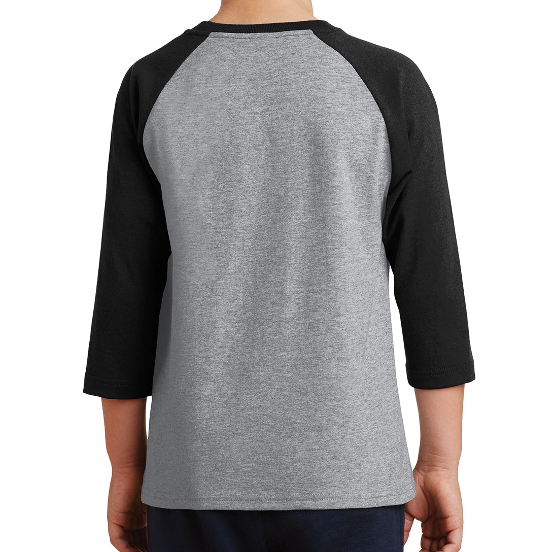 Youth Core Blend 3/4-Sleeve Raglan Tee - Athletic Heather/ Jet Black