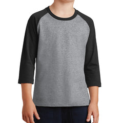 Youth Core Blend 3/4-Sleeve Raglan Tee - Athletic Heather/ Jet Black
