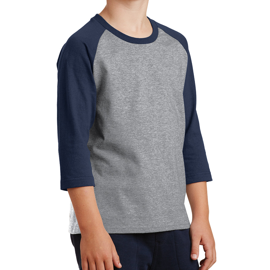 Youth Core Blend 3/4-Sleeve Raglan Tee - Athletic Heather/ Navy