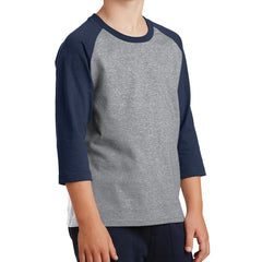 Youth Core Blend 3/4-Sleeve Raglan Tee - Athletic Heather/ Navy