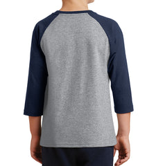 Youth Core Blend 3/4-Sleeve Raglan Tee - Athletic Heather/ Navy