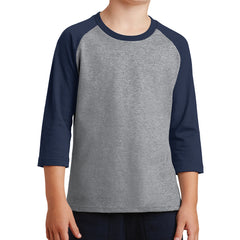 Youth Core Blend 3/4-Sleeve Raglan Tee - Athletic Heather/ Navy