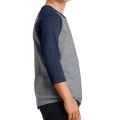 Youth Core Blend 3/4-Sleeve Raglan Tee - Athletic Heather/ Navy