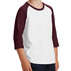 Youth Core Blend 3/4-Sleeve Raglan Tee - White/ Athletic Maroon