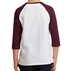 Youth Core Blend 3/4-Sleeve Raglan Tee - White/ Athletic Maroon