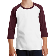 Youth Core Blend 3/4-Sleeve Raglan Tee - White/ Athletic Maroon
