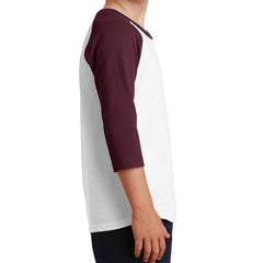 Youth Core Blend 3/4-Sleeve Raglan Tee - White/ Athletic Maroon