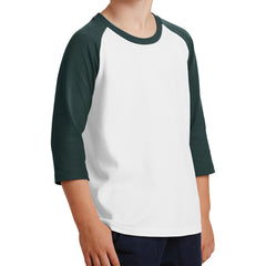 Youth Core Blend 3/4-Sleeve Raglan Tee - White/ Dark Green