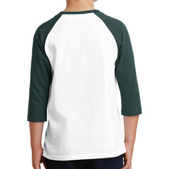 Youth Core Blend 3/4-Sleeve Raglan Tee - White/ Dark Green