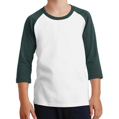 Youth Core Blend 3/4-Sleeve Raglan Tee - White/ Dark Green