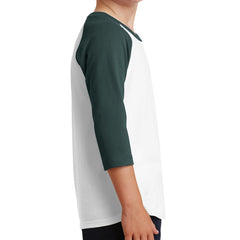 Youth Core Blend 3/4-Sleeve Raglan Tee - White/ Dark Green