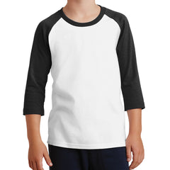 Youth Core Blend 3/4-Sleeve Raglan Tee - White/ Jet BlacK