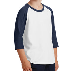 Youth Core Blend 3/4-Sleeve Raglan Tee - White/ Navy