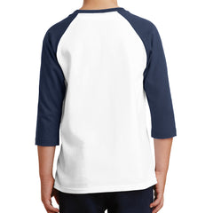 Youth Core Blend 3/4-Sleeve Raglan Tee - White/ Navy