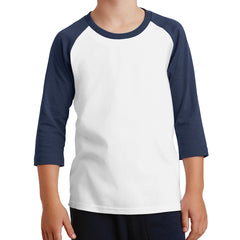 Youth Core Blend 3/4-Sleeve Raglan Tee - White/ Navy