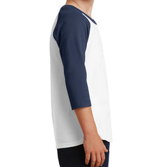 Youth Core Blend 3/4-Sleeve Raglan Tee - White/ Navy