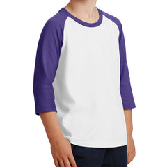 Youth Core Blend 3/4-Sleeve Raglan Tee - White/ Purple