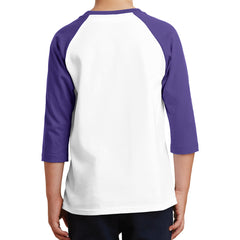 Youth Core Blend 3/4-Sleeve Raglan Tee - White/ Purple