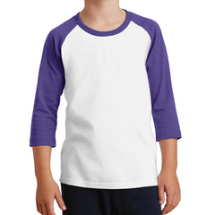 Youth Core Blend 3/4-Sleeve Raglan Tee - White/ Purple