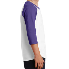 Youth Core Blend 3/4-Sleeve Raglan Tee - White/ Purple