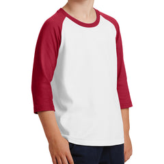 Youth Core Blend 3/4-Sleeve Raglan Tee - White/ Red