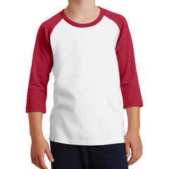Youth Core Blend 3/4-Sleeve Raglan Tee - White/ Red