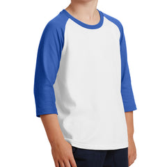 Youth Core Blend 3/4-Sleeve Raglan Tee - White/ Royal