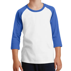 Youth Core Blend 3/4-Sleeve Raglan Tee - White/ Royal