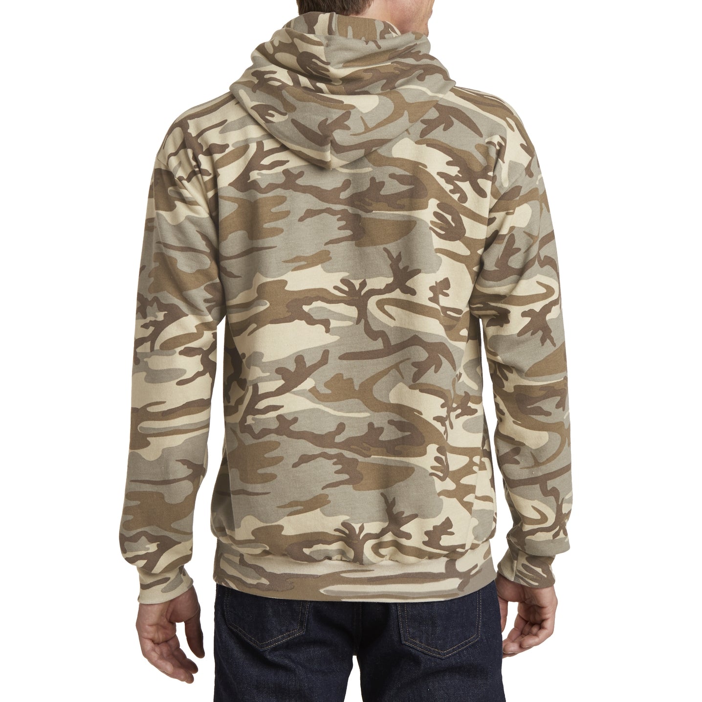 Men's Core Fleece Classic Camo Pullover Hooded Sweatshirt Desert Camo - Black