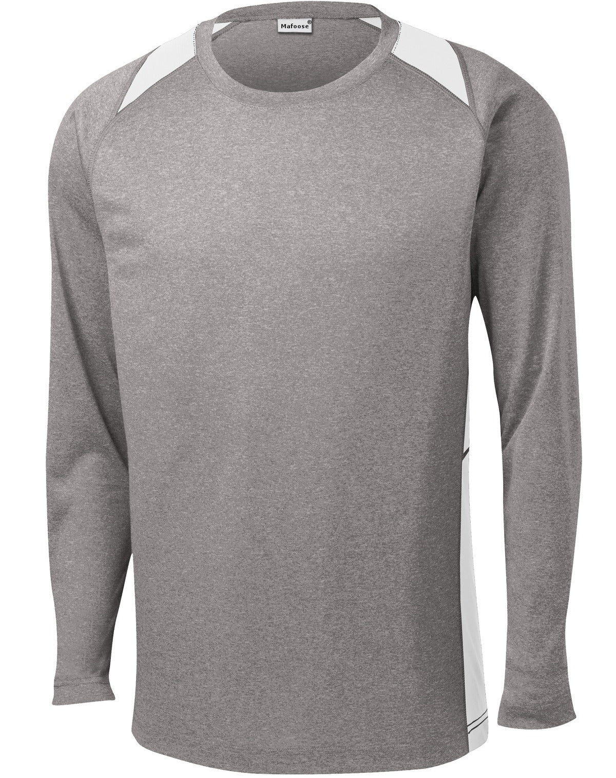 Mafoose Men's Long Sleeve Heather Colorblock Contender Tee Shirt Vintage Heather/ White-Front