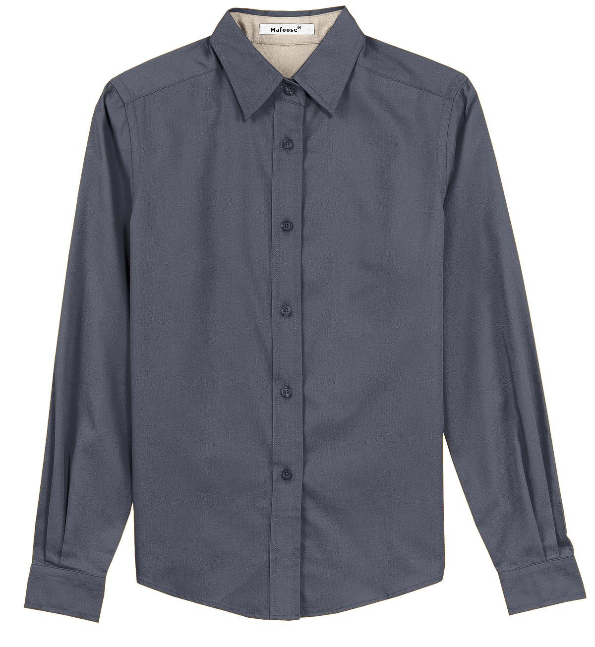 Mafoose Women's Long Sleeve Easy Care Shirt Steel Grey/Light Stone-Front