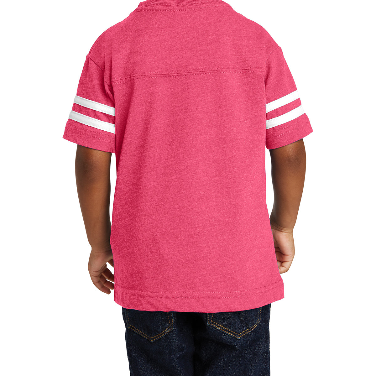 Toddler Football Fine Jersey Tee - Vintage Hot Pink/ Blended White
