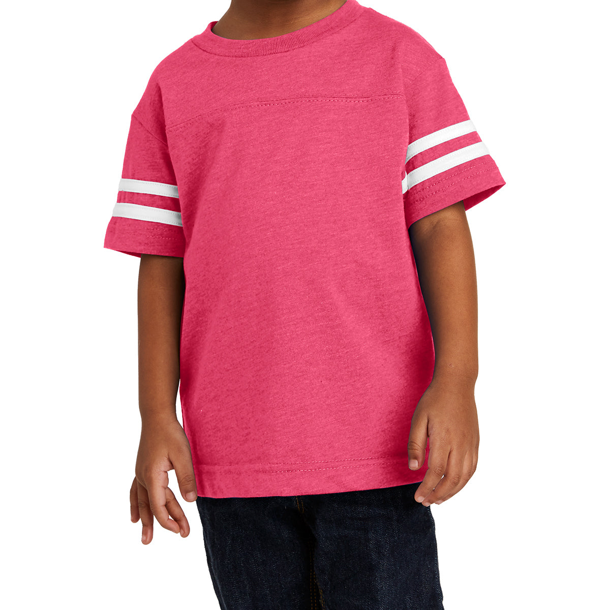 Toddler Football Fine Jersey Tee - Vintage Hot Pink/ Blended White